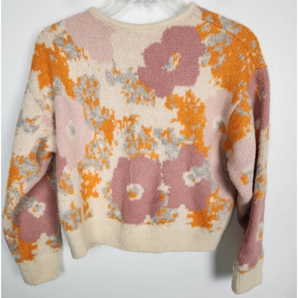 Zara Women's Sz. S Floral Crop 1/4 Button Up Sweater - Picture 5 of 5